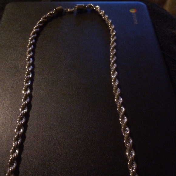 30" Men's Rope Silver-Tone Chain Necklace like new - Picture 4 of 5
